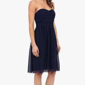 Womens   Lauren Ralph Lauren Strapless  Evening  Chiffon Dress. Navy blue.  14.